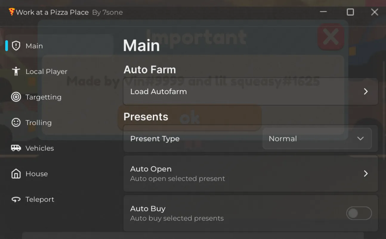 Work at Pizza Place 7sone Script