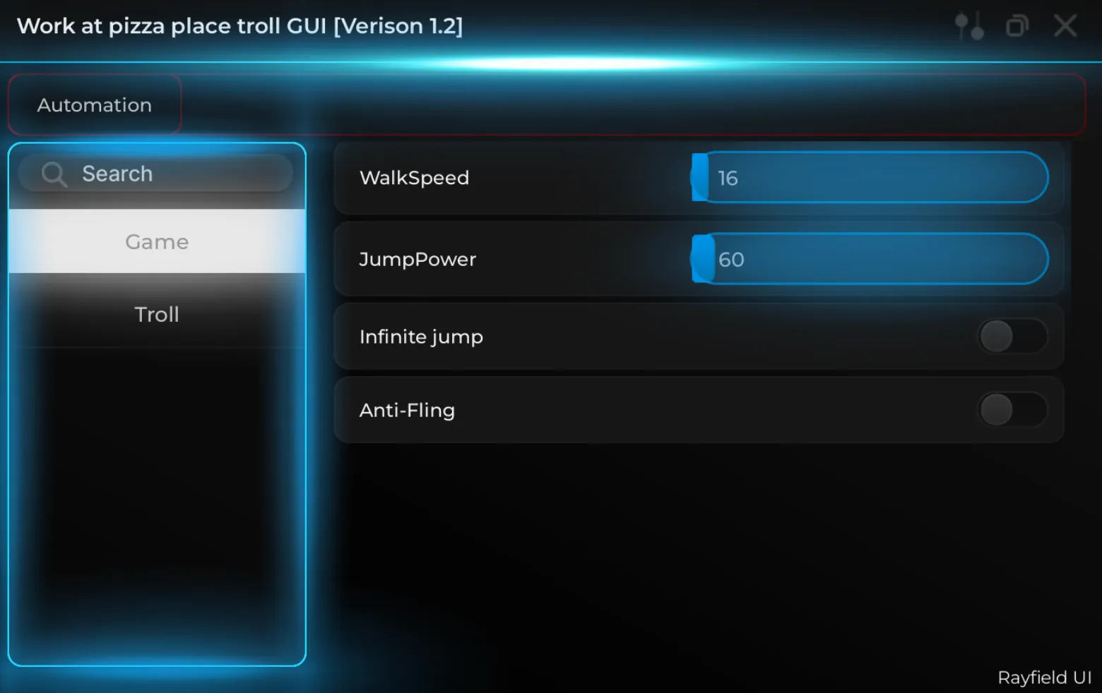 Work at Pizza Place Troll GUI